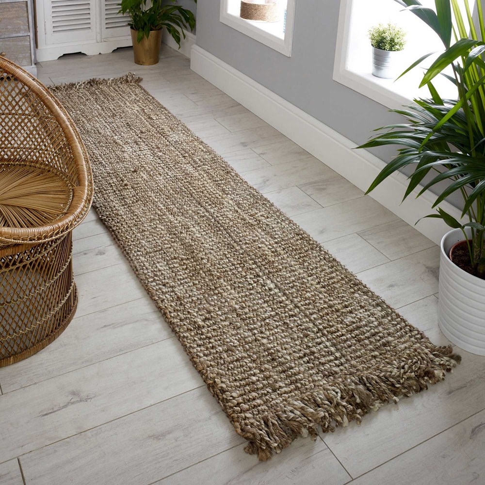 Lagos Jute Fringe Runner Rug in Grey